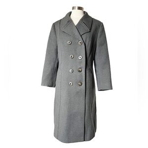 Vintage Austrian Wool Gray Heavy Double Breasted Stadium Coat Women L Winter 70s